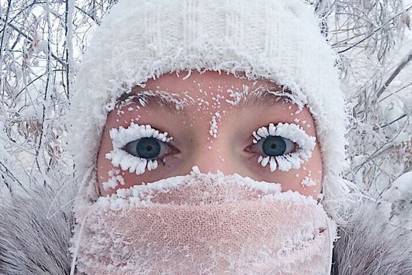 ロシアで氷点下65度を記録、まつげが樹氷状態の写真も話題に