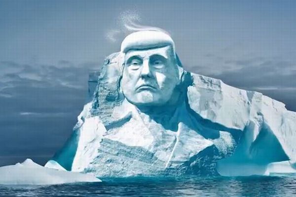 気候変動を証明するため、氷山にトランプ大統領の顔を彫刻する計画が進行中