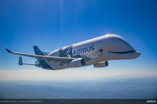 エアバス社の新しい大型輸送機が試験飛行、「ベルーガXL」が空を舞う