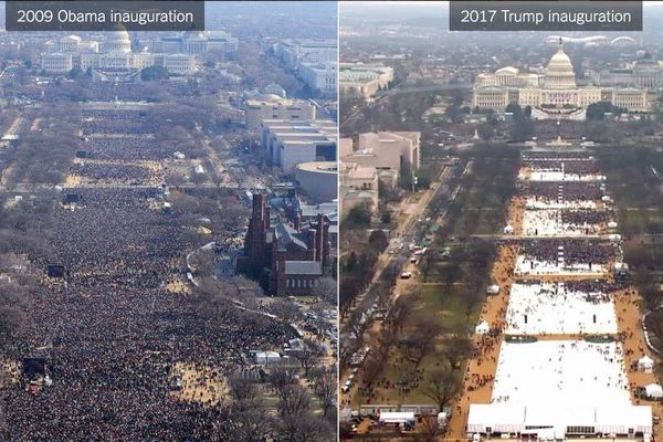 トランプ大統領の就任式の写真、人を多く見せるよう画像処理されたことが明らかに