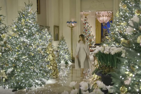 トランプ大統領夫人がホワイトハウスのクリスマスデコレーションを動画で公開