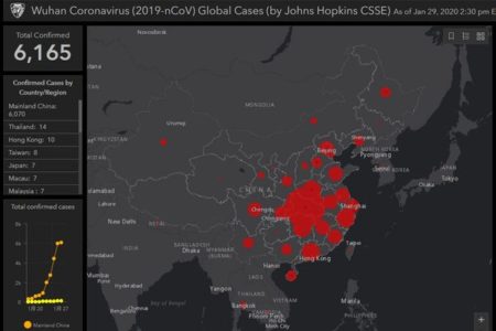 新型コロナウイルスの拡散状況をリアルタイムで可視化するサイトを、米ジョンズ・ホプキンズ大学が開設