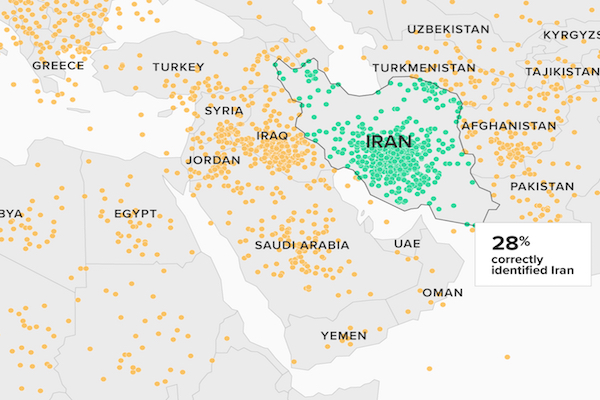 イランの場所はどこ？正確に答えられた米国人は23%