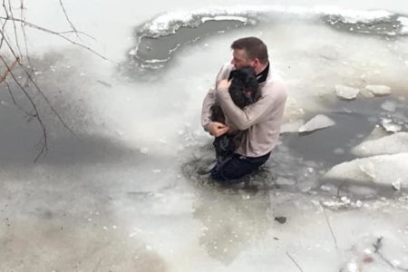 「どんな犬でも傷つくのは見たくない…」他人の犬を救うため愛犬家が凍った川に飛び込み救助