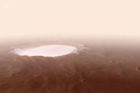 ESAが火星にある「氷に覆われたクレーター」の動画を公開