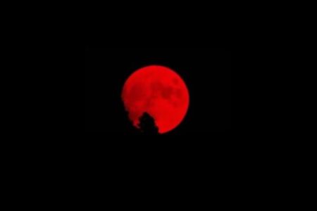 カリフォルニア州上空に赤い満月、山火事の煙により奇怪な色に染まる