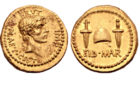ジュリアス・シーザー暗殺を記念したローマ時代の金貨がオークションに