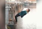 体を傾けても決して川に落ちない！重力に逆らう動画が面白い！