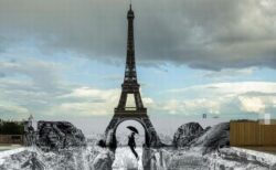 エッフェル塔が崖の上に立つ？パリに錯視を利用したアートが登場