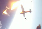 パラシュートで脱出直後にセスナ機衝突炎上、ボディカメラの映像が壮絶