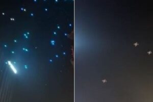 中国で「ライト・ショー」のドローンが次々と落下、人々が一時パニックに