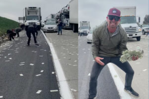 現金輸送車から落ちた紙幣、大喜びで拾う人たちで道路渋滞【アメリカ】