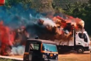 燃えるトラックに通りすがりの人が飛び乗り、安全な場所まで運転、喝采が集まる