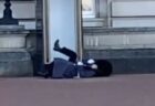 英・バッキンガム宮殿の衛兵、警備中に転倒する場面を撮影されてしまう