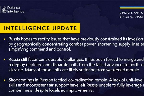 ロシア軍はウクライナ北東部での進軍に失敗、再配置を余儀なくされる：英国防省