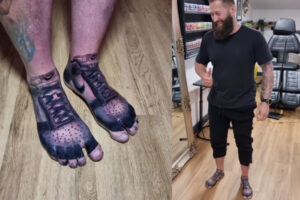 NIKEが好きすぎた男性、自分の足にシューズのタトゥーを入れる