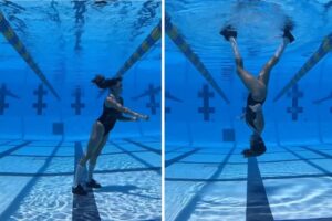 元トップ・シンクロ選手が魅せる！ 水中での新しいムーンウォークに驚愕