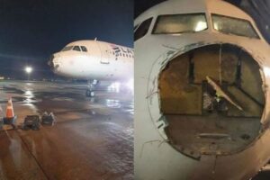 パラグアイから離陸した旅客機が嵐に遭遇、雹により機首が破壊される