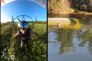 空飛ぶヒーロー、趣味のパラグライダー中に急降下し溺れる人を救う