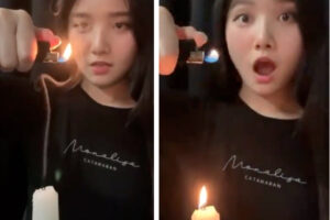 消したロウソクの煙から再点火する動画が話題に
