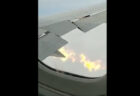 NY行きの飛行機から外を撮影したら、エンジンが火を吹いていた【動画】