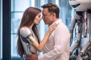 E・マスク氏がロボットとキス？投稿された写真にユーザーも困惑