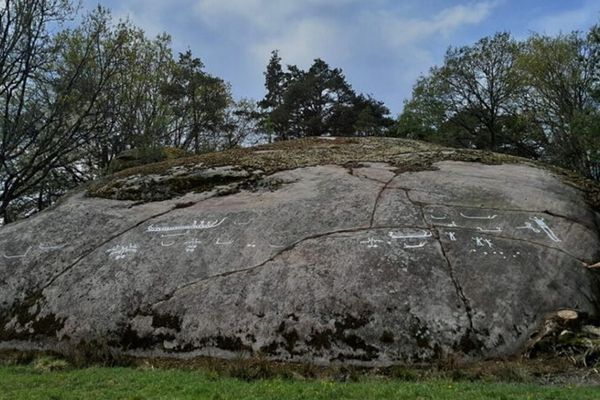スウェーデンで2700年前の岩絵を発見、船や人、動物が描かれていた