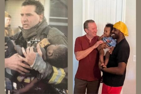 ある消防士に救われた幼い命。23年後に撮られた写真が感動的