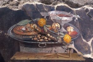 古代ポンペイの遺跡から、ピザを描いたようなフレスコ画を発見