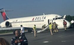 デルタ航空の旅客機が前輪のない状態で着陸、見事な操縦でケガ人もなし