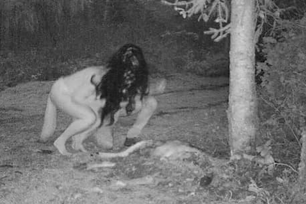 野生動物の定点カメラに、半裸女性が屍を食べるカルトの儀式が映っていた