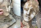 ローマで、建設作業員が損なわれていない像の頭部を発見