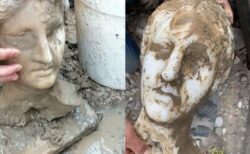 ローマで、建設作業員が損なわれていない像の頭部を発見