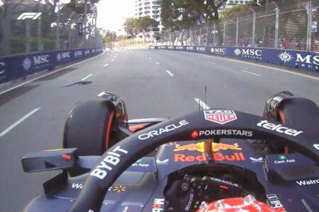 F1のシンガポールGPで、コース脇に大きなトカゲが出現【動画】