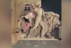 ベルギーの証券取引所にある銅像、酔っぱらった観光客が破壊