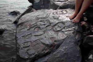 干ばつでアマゾン川の水位が低下、隠されていた古代の岩絵が出現
