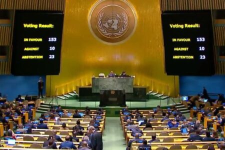 国連総会、圧倒的多数でガザ地区での停戦要求を可決