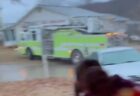 大きな消防車が凍結した道路でスリップ、何度も回転してしまう【動画】