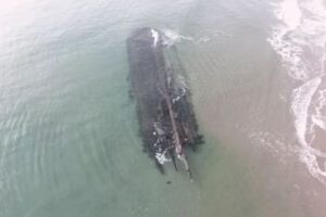 カナダの海岸に謎の難破船が姿を現す、1800年代の船の可能性【動画】