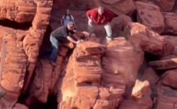 米国立保養地で男らが岩をわざと落とし、自然の景観を破壊【動画】