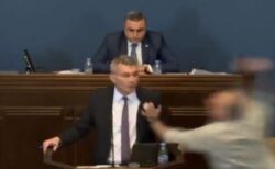ジョージアの野党議員が、「外国の代理人」法案を巡り、与党議員を殴る【動画】