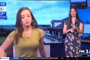 天気予報で女性が画面にフレームイン、スタジオが笑いに包まれる【動画】