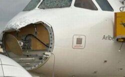 オーストリアの航空機、激しい雷雨に遭遇、雹により機首が崩壊