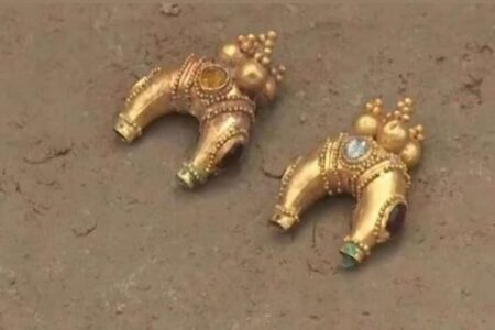 カザフスタン南部の遺跡から、精巧な金の装飾品などを発掘