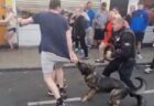 英警官をなじった暴徒、警察犬にズボンを噛まれ、引きずり下ろされる