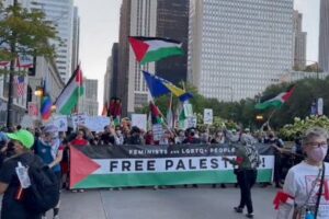 「イスラエルへの武器支援をやめろ！」米民主党全国大会で大規模抗議活動