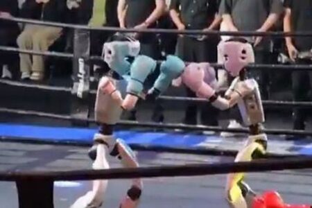 中国でヒューマノイド・ロボットが、キックボクシングの試合で対戦【動画】