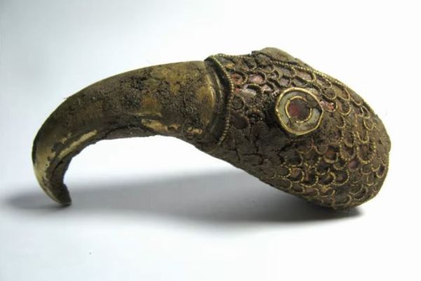金属探知機でお宝を探していた男性ら、1400年前の遺物を発見