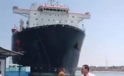 スエズ運河で船が制御不能、港の岸壁に激突【動画】