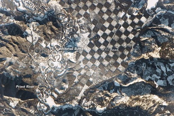 宇宙から見たアイダホ州の土地、チェス盤のような模様が描かれていた!
